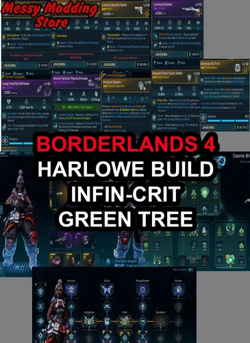 Borderlands 4 – New Harlowe Build – Infin Crit – Green Tree — MessyModdingStore