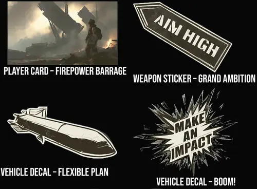 Battlefield 6 – 4 Exclusive Promo Codes (Weapon Sticker, Player Card, Vehicle Decals) — MessyModdingStore