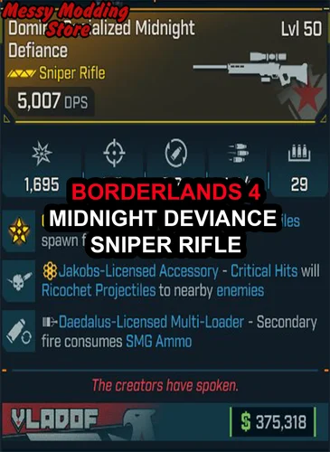 Borderlands 4 – Twitch Midnight Defiance Sniper Rifle — MessyModdingStore