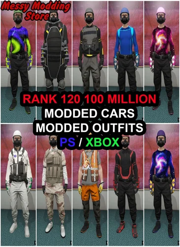(PS4/Xbox One) (Pre-Made Account) Rank 120 100 Million (PURE CASH) + 30 Modded Cars + 10 Opressor MK2 + 90 Deluxos